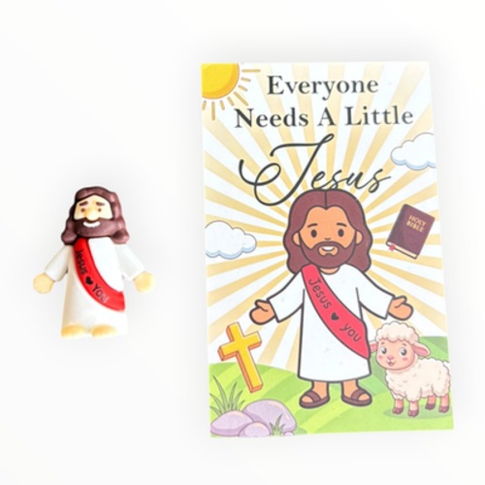 Jesus Charm Red White w/ Little Jesus Bookmark Tract Christian Religious
